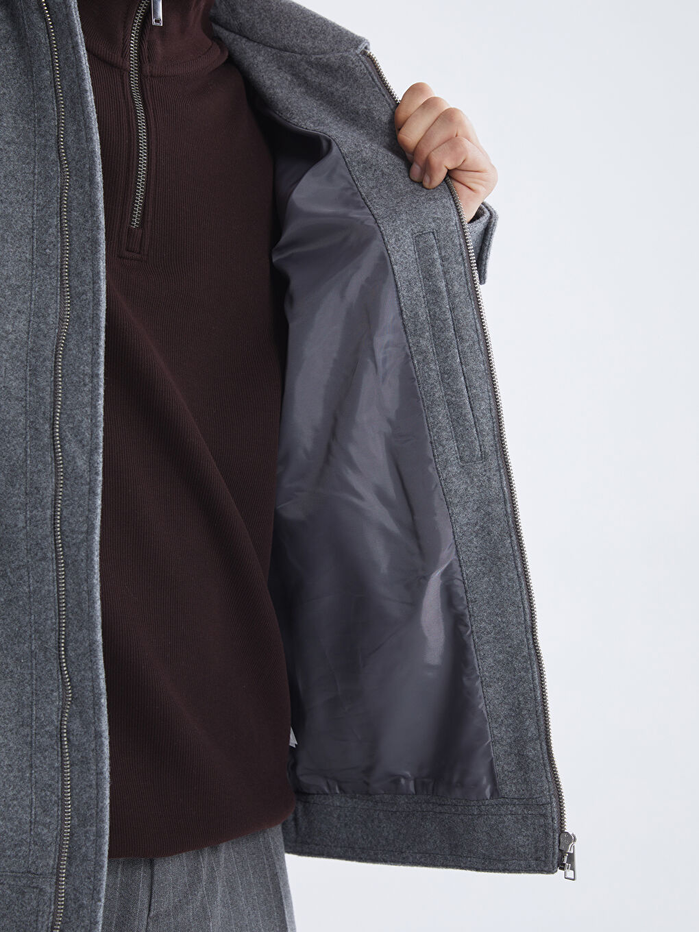 Regular Fit Collared Neck Cachet Men's Coat-2