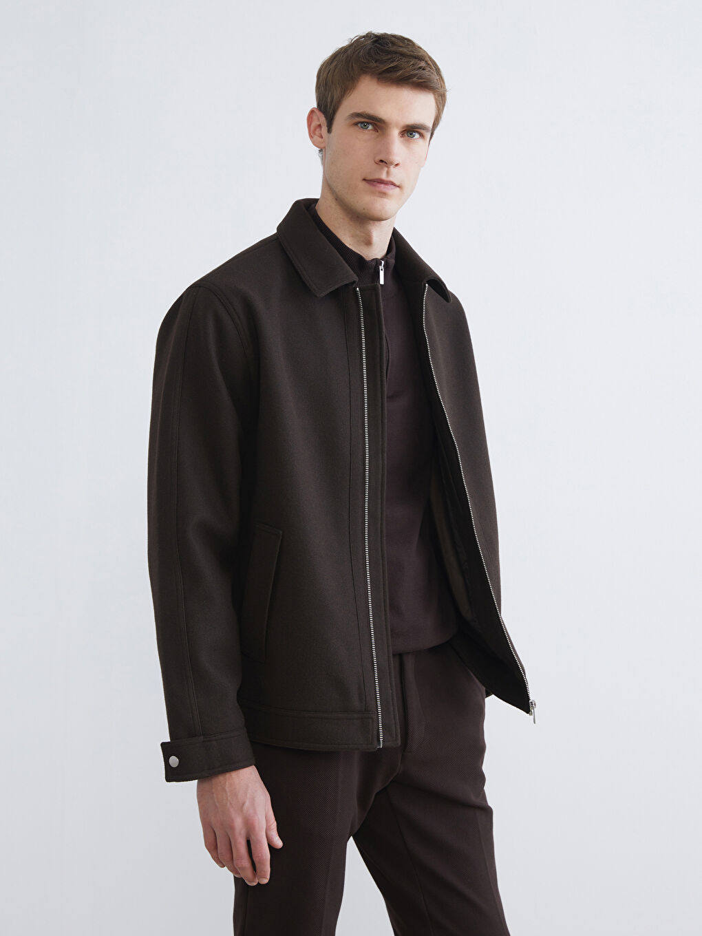 Regular Fit Collared Neck Cachet Men's Coat