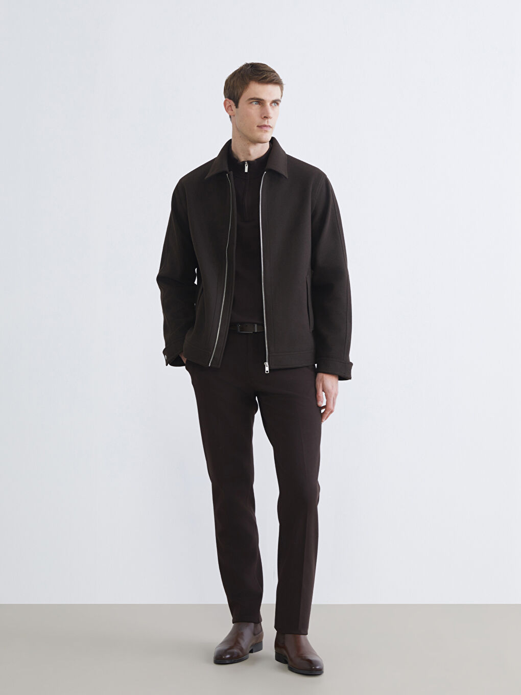 Regular Fit Collared Neck Cachet Men's Coat-1