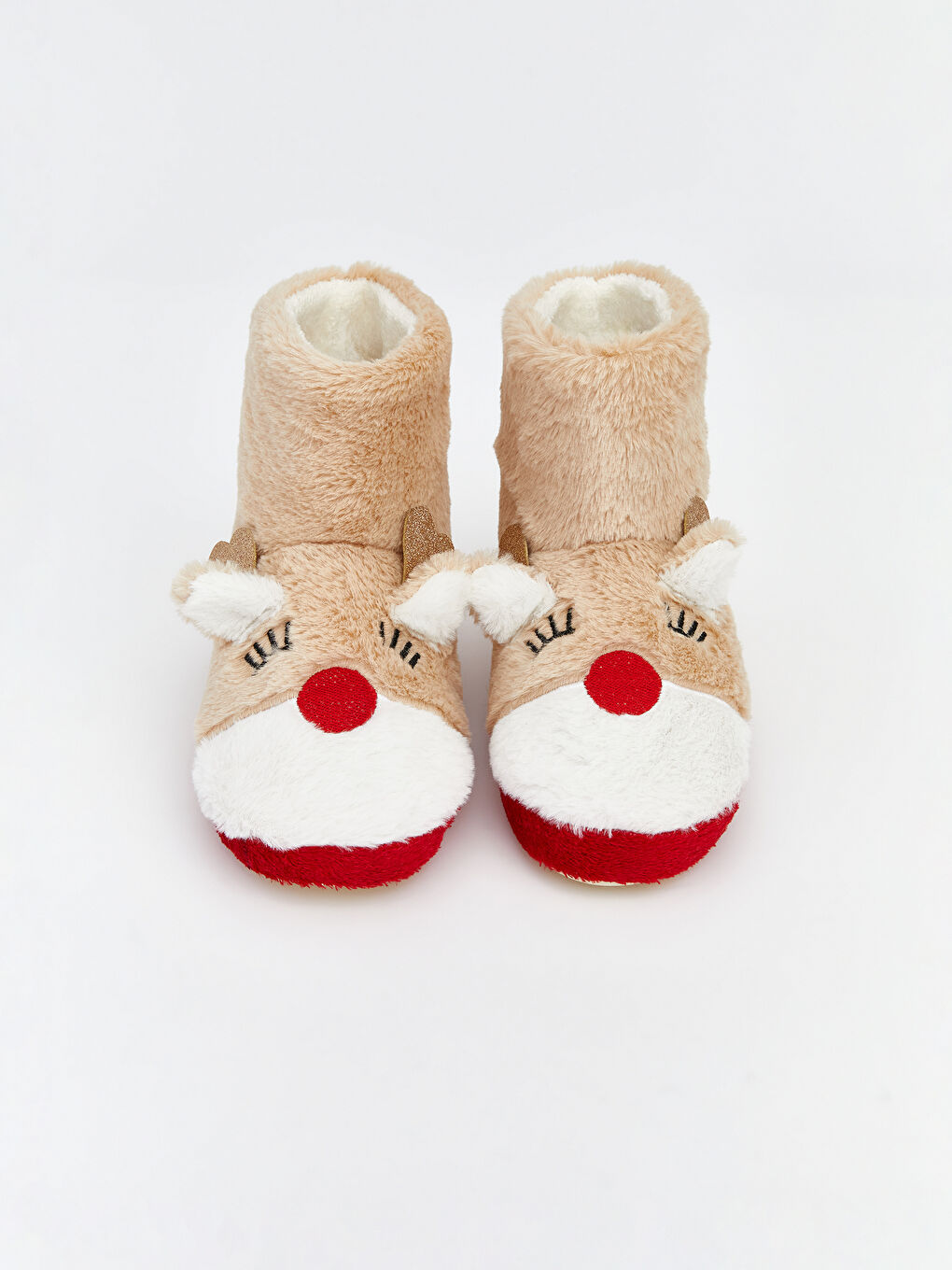 Bej Geyik Figürlü Kadın Pelüş Ev Botu-2