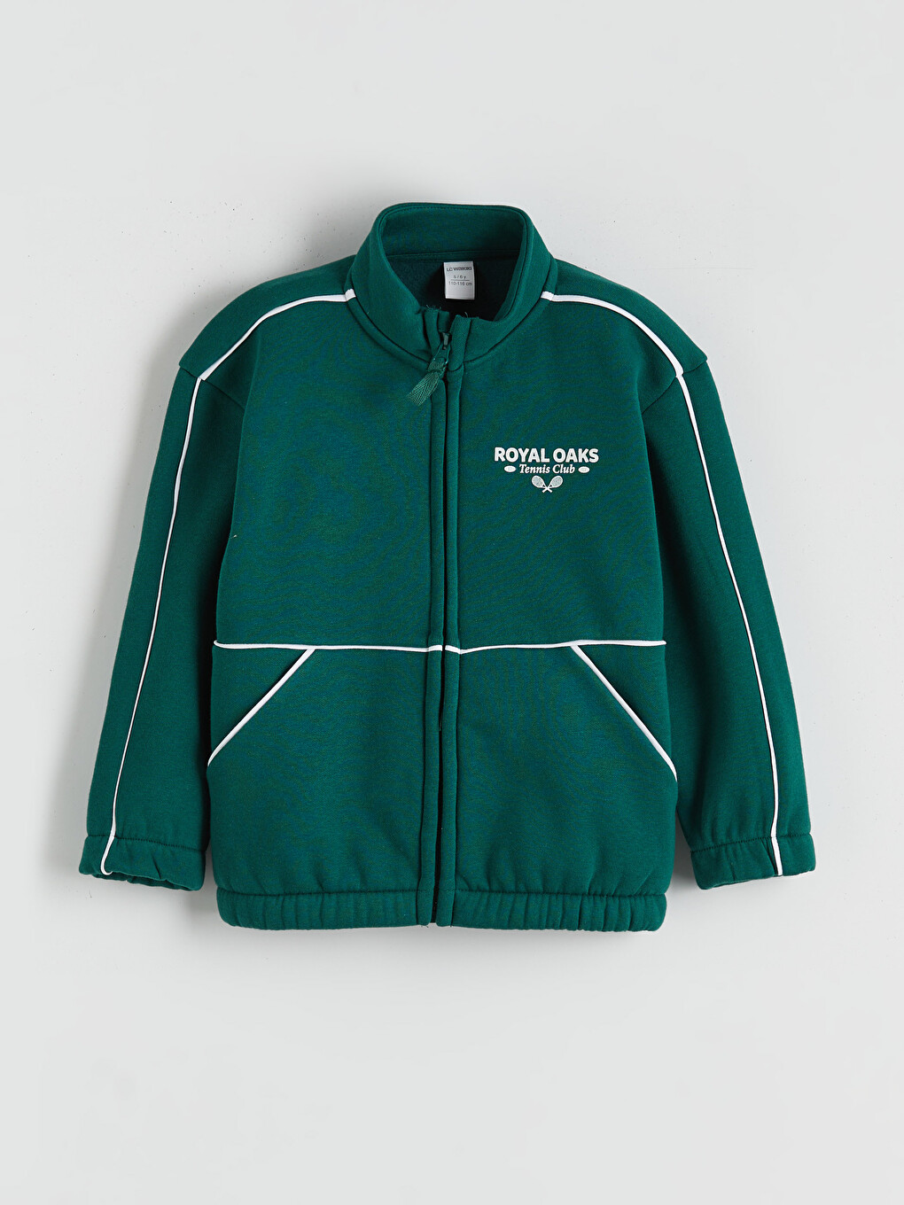 Petrol Dik Yaka Erkek Çocuk Kalın Fermuarlı Sweatshirt