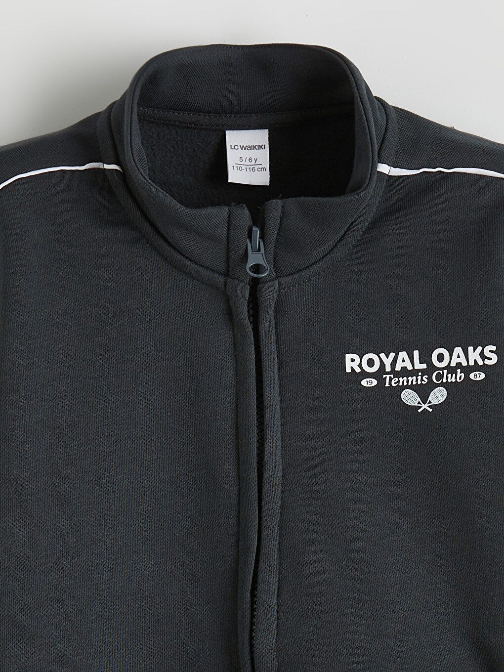 Antrasit Dik Yaka Erkek Çocuk Kalın Fermuarlı Sweatshirt-1