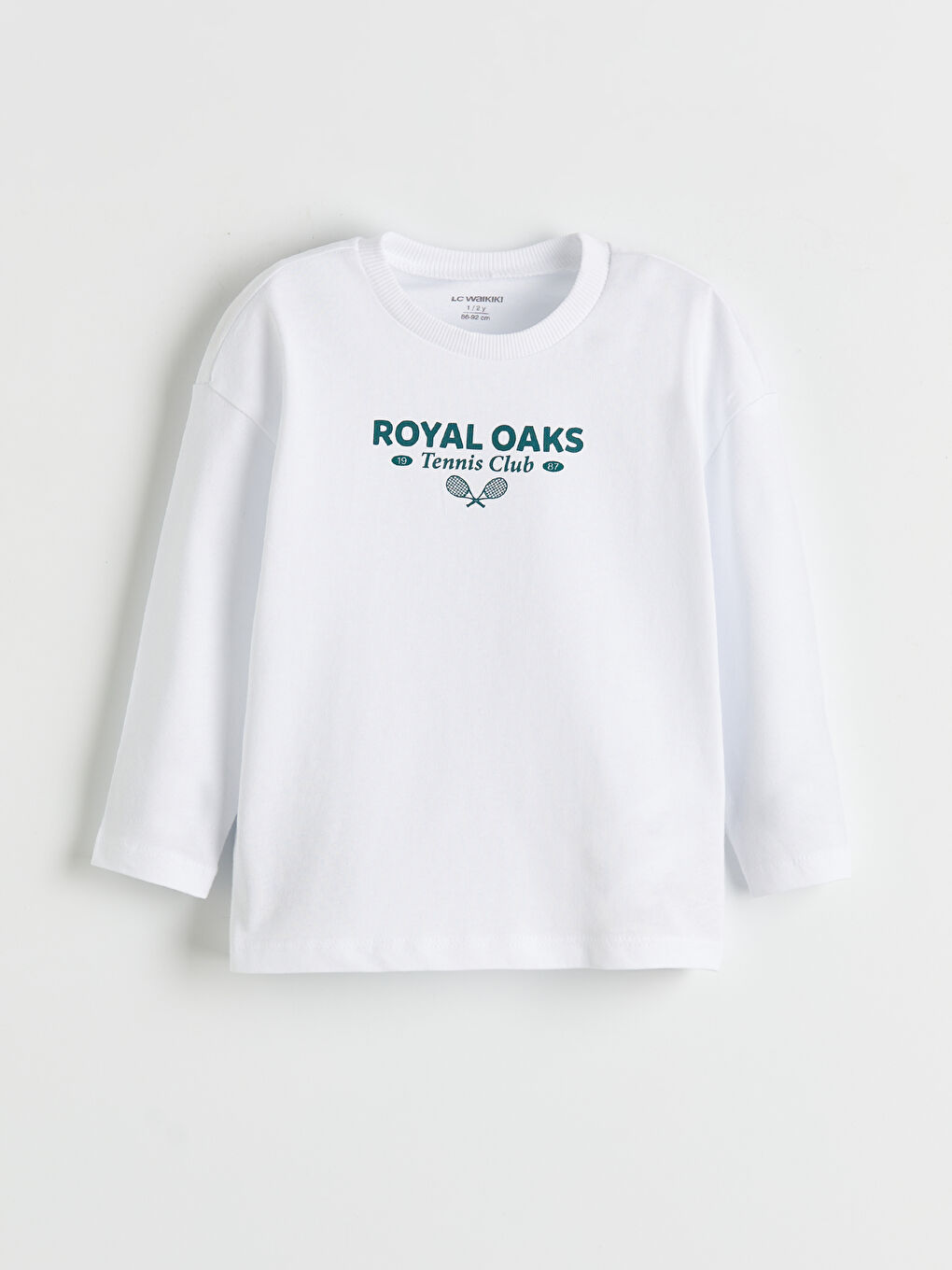 Beyaz Bisiklet Yaka Baskılı Erkek Çocuk Tişört-0