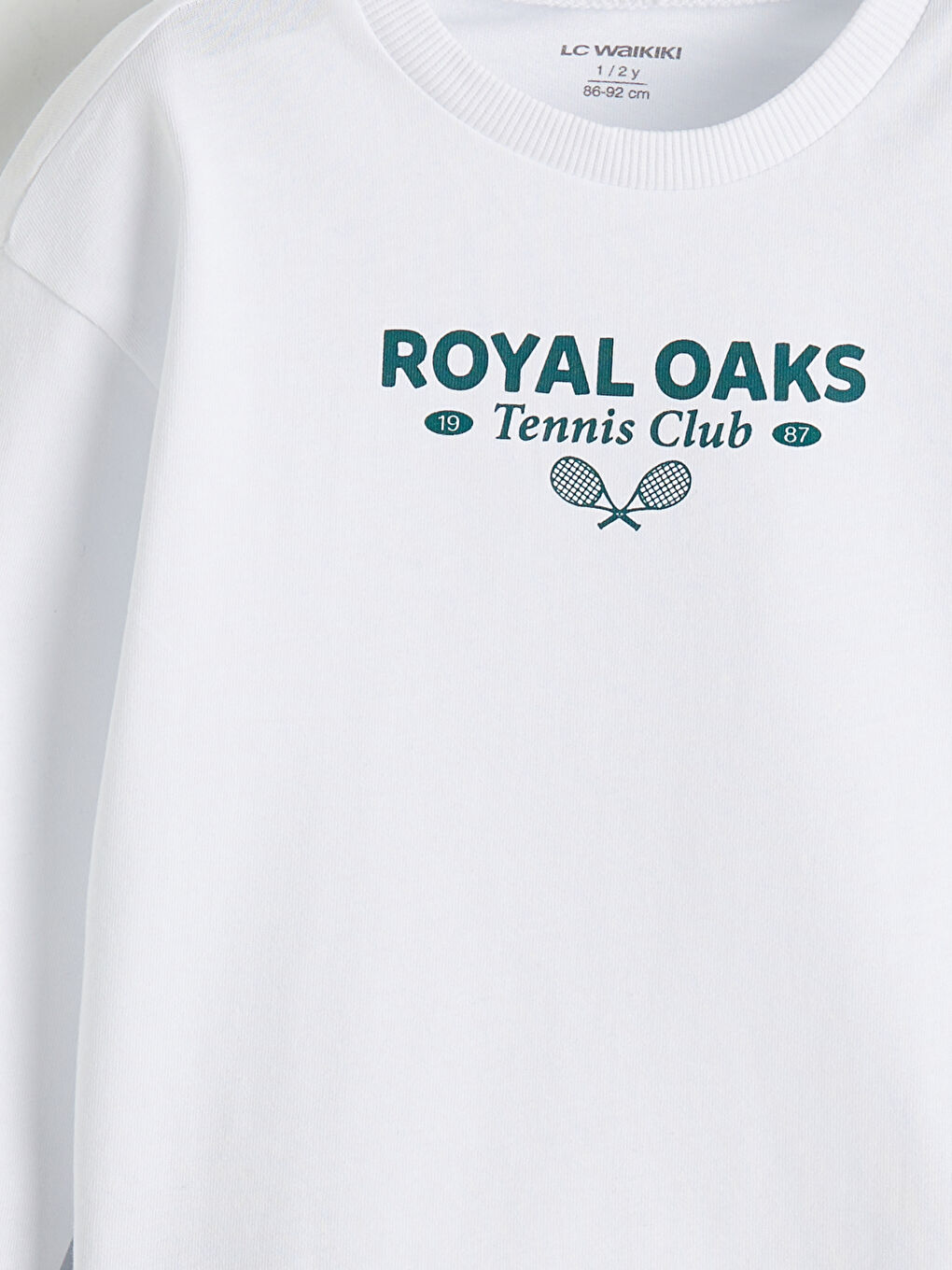 Beyaz Bisiklet Yaka Baskılı Erkek Çocuk Tişört-2