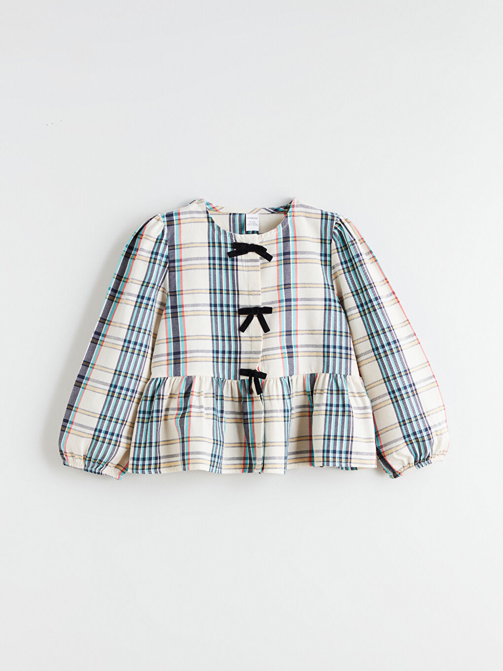 Mavi Bisiklet Yaka Ekose Kız Çocuk Gömlek