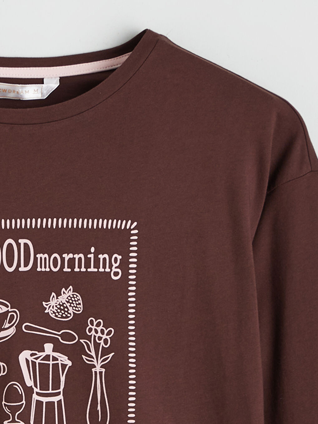 Комплект пижами с кръгло деколте и принт за жени-6