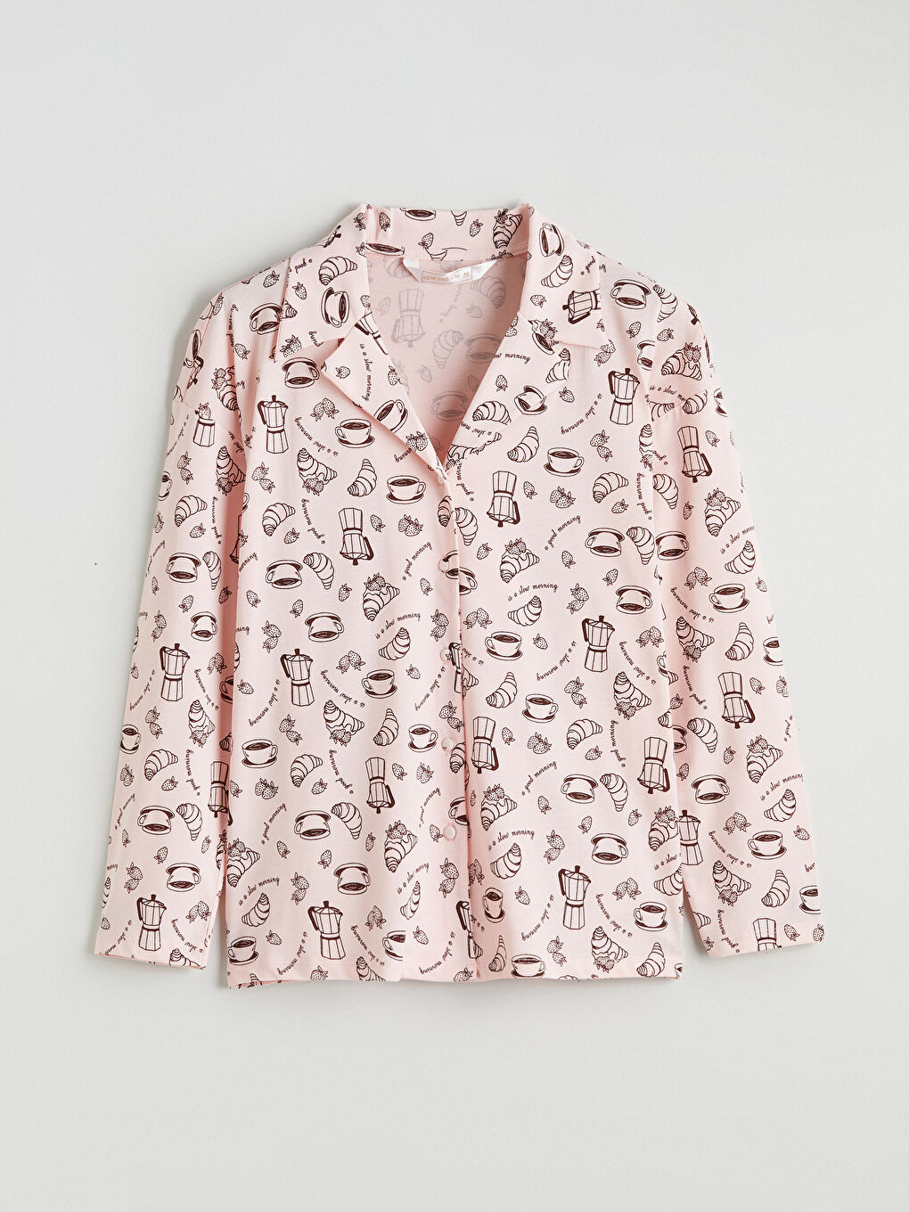 Комплект Дамска Пижама С Яка Тип Риза И Шарки-5