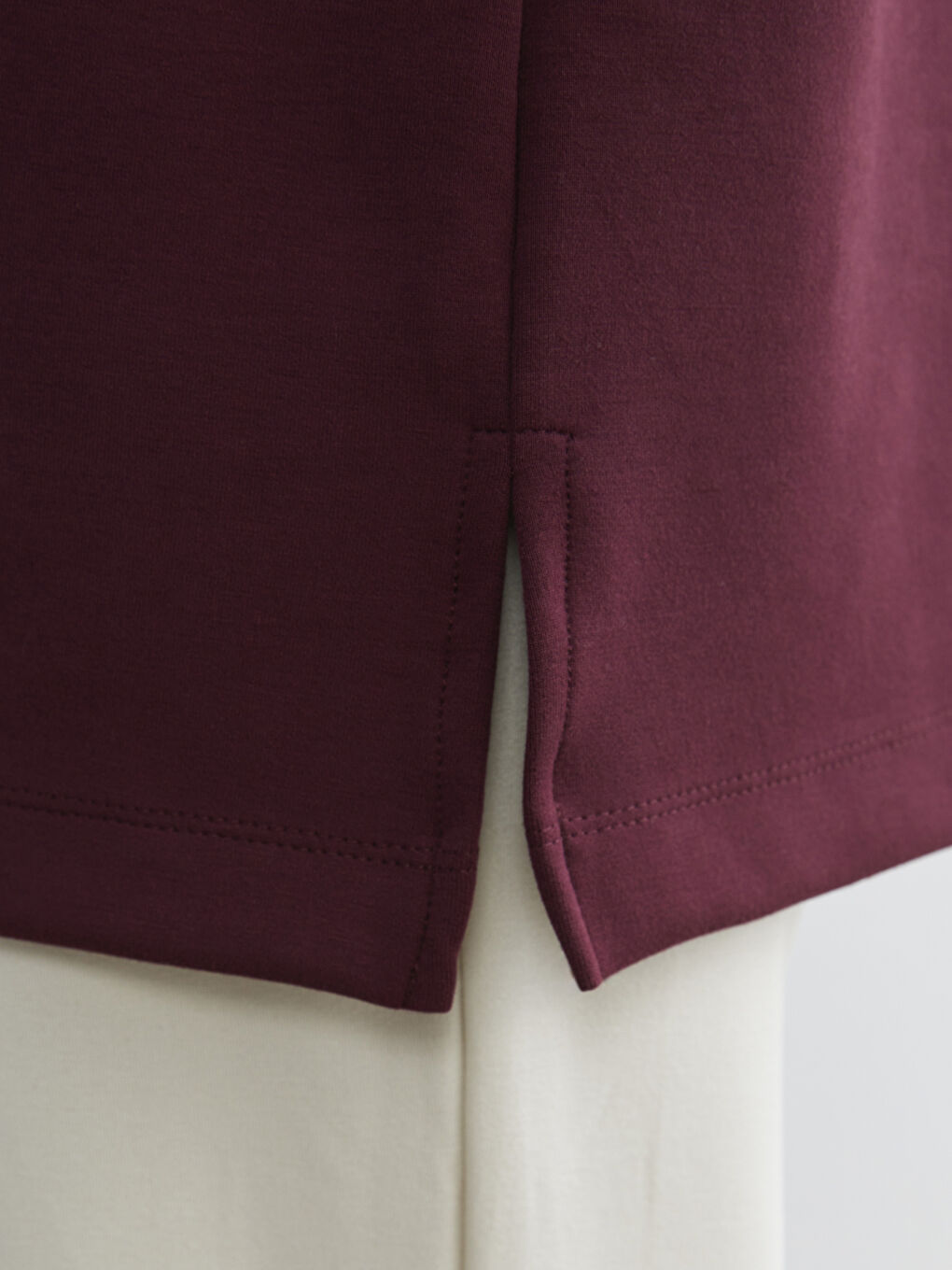 Mürdüm Bisiklet Yaka Oversize Kadın Sweatshirt Tunik-2