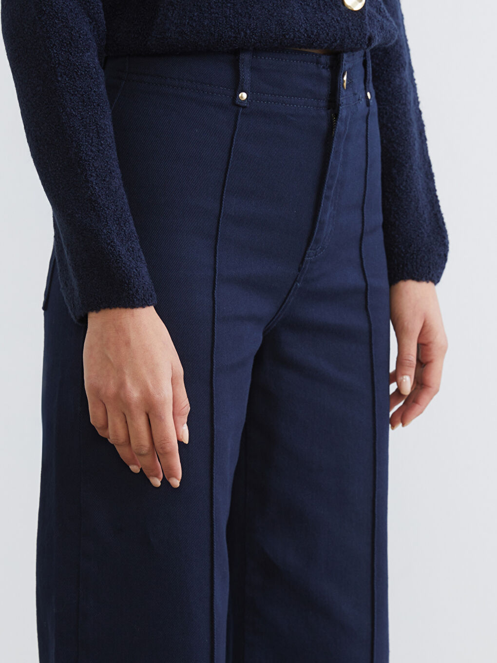 Lacivert Wideleg Kadın Jean Pantolon-2