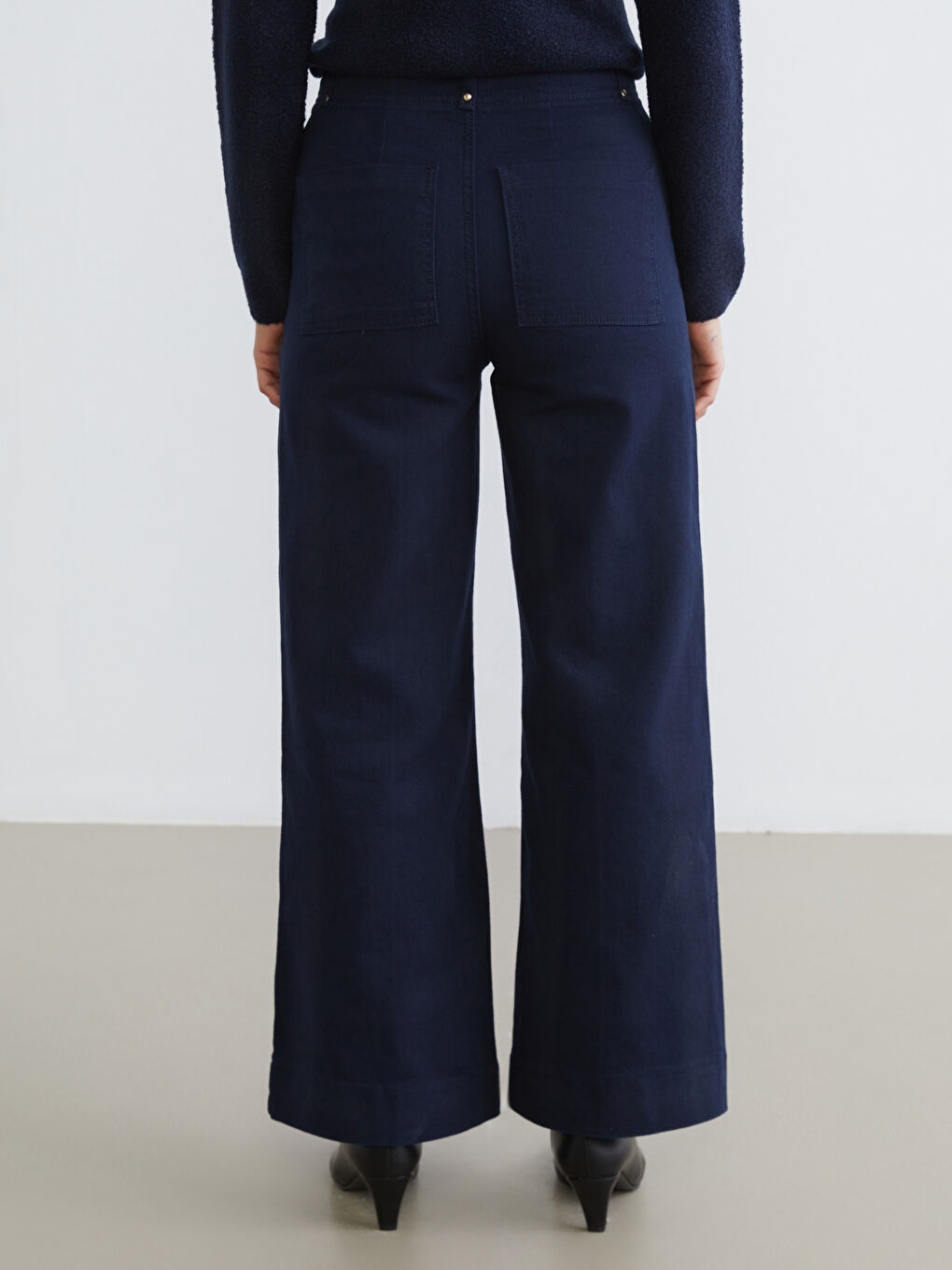 Lacivert Wideleg Kadın Jean Pantolon-3