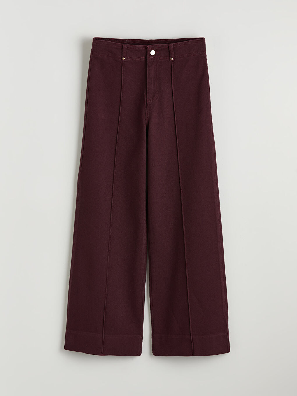 Bordo Wideleg Kadın Jean Pantolon-4