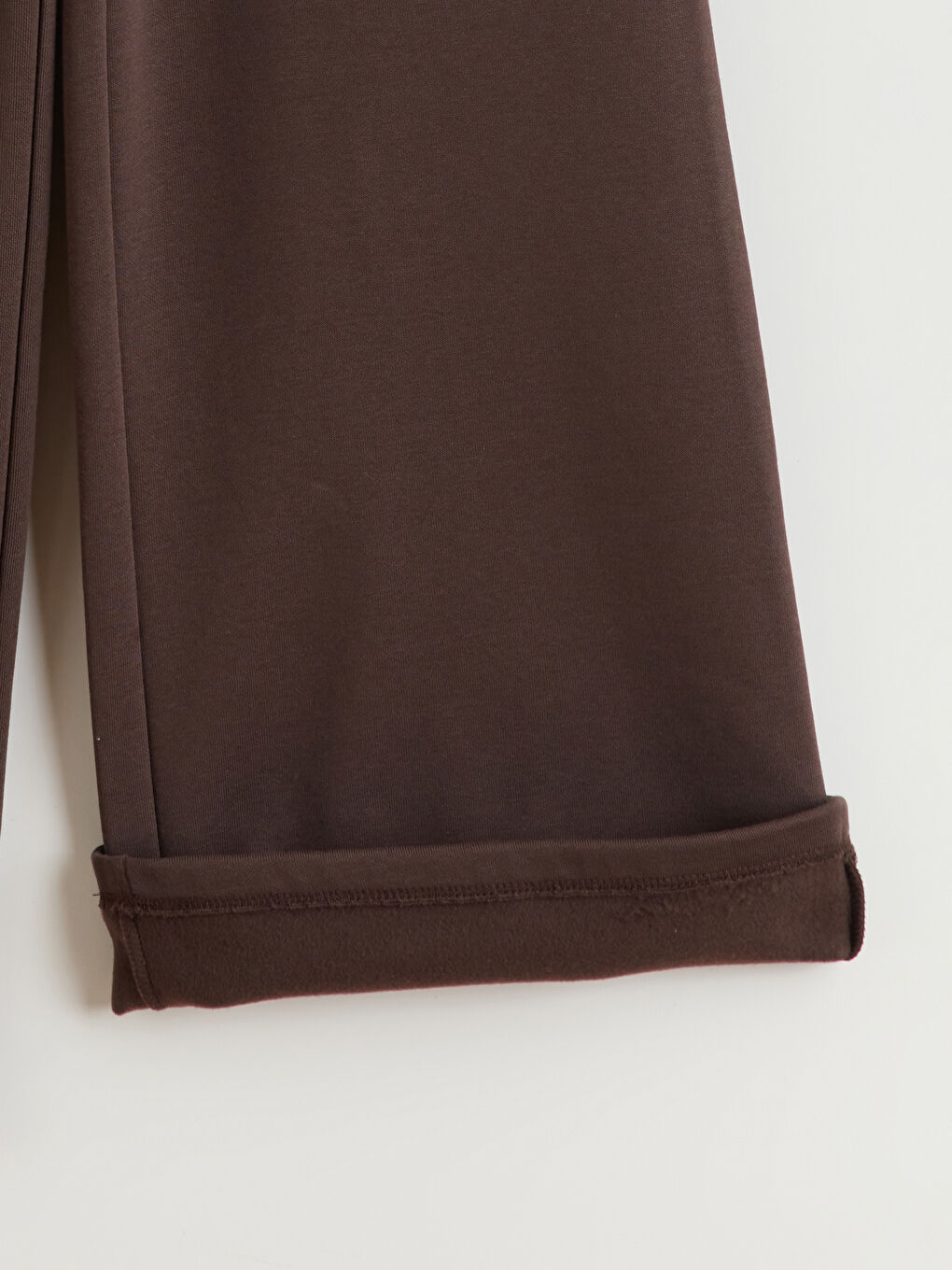 Kahverengi Beli Lastikli Geniş Paça Kadın Eşofman Altı-5