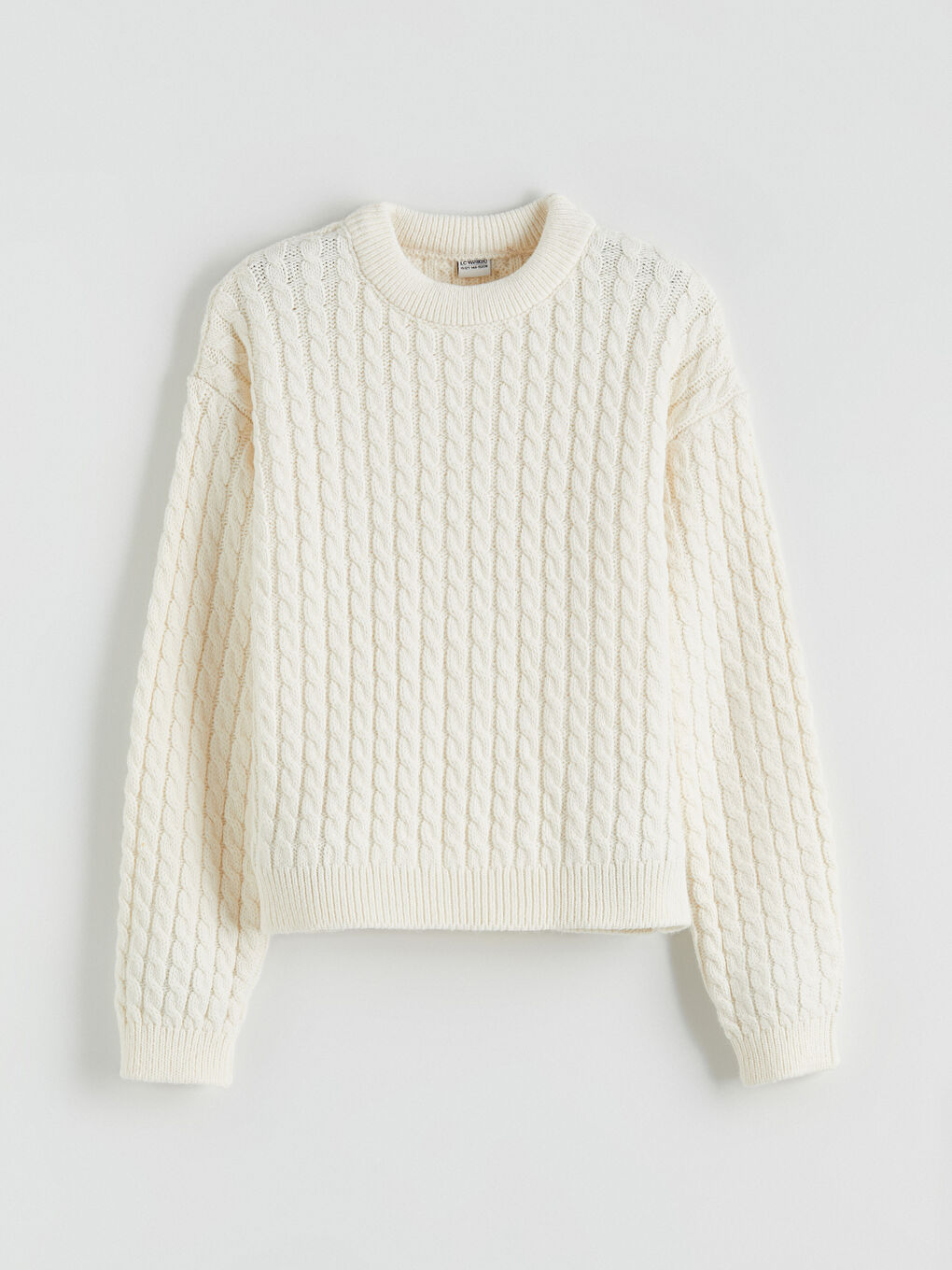 Crew Neck Cable Knit Patterned Girls' Knitwear Sweater-2