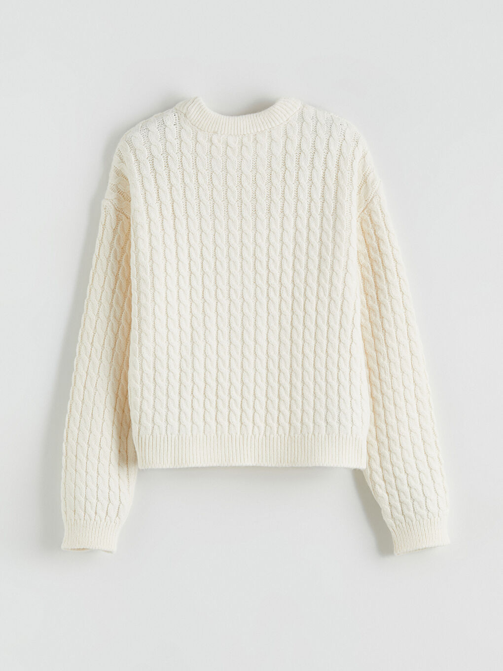 Crew Neck Cable Knit Patterned Girls' Knitwear Sweater-4
