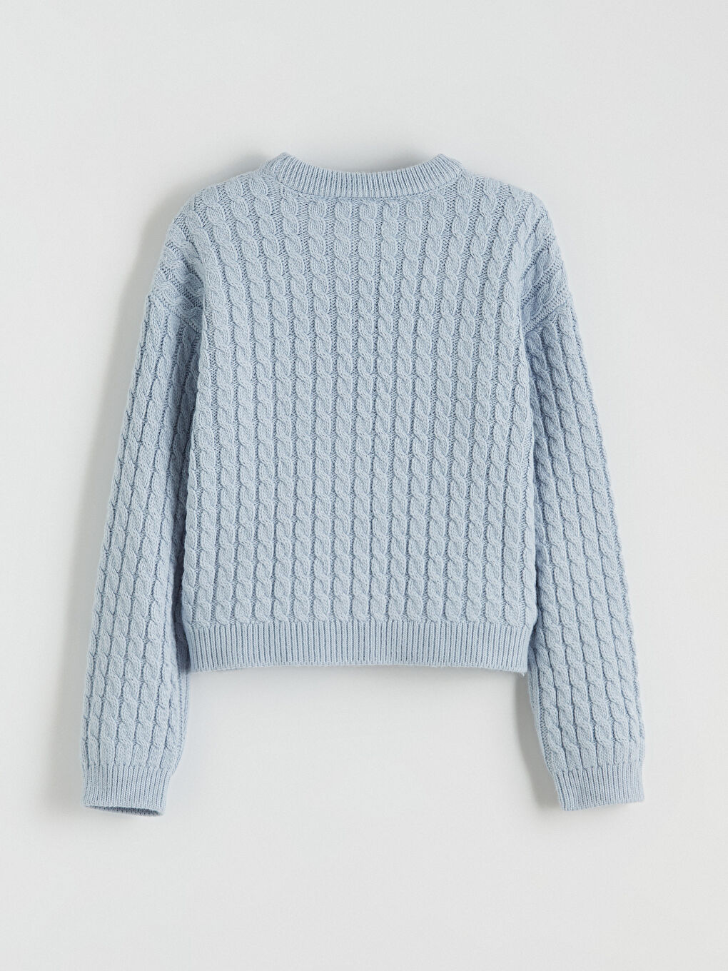 Crew Neck Cable Knit Patterned Girls' Knitwear Sweater-2