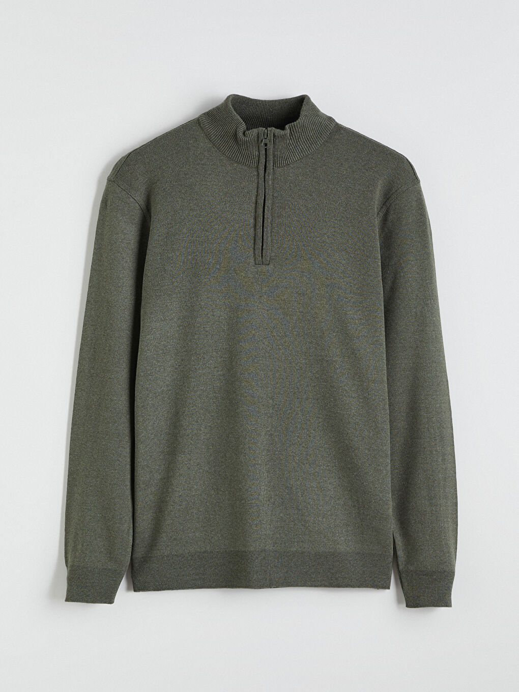 Yeşil Fermuarlı Dik Yaka Erkek Triko Kazak-5