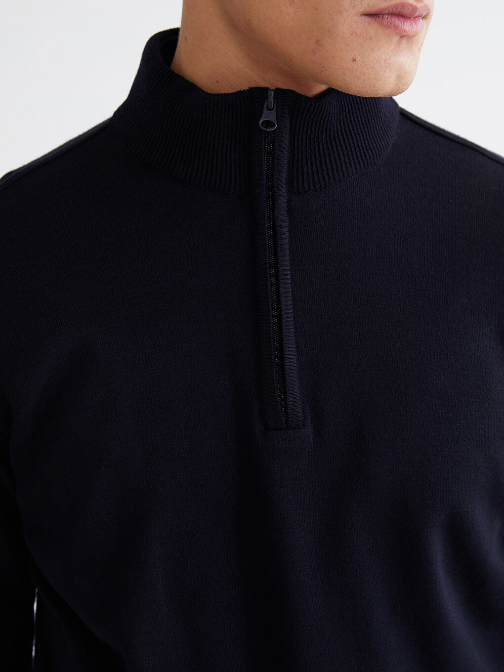 Zippered Funnel Neck Men's Knit Sweater-2