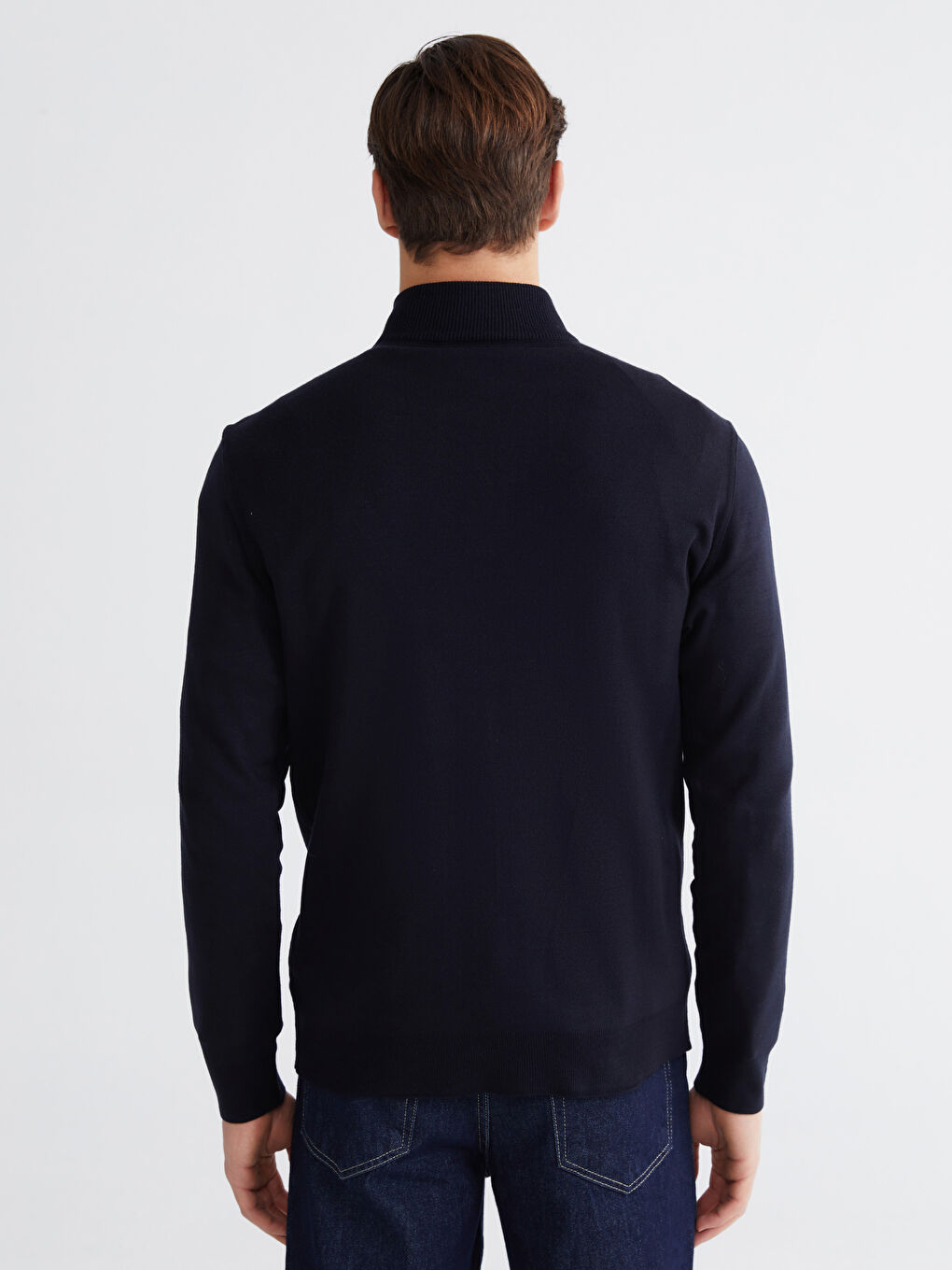 Zippered Funnel Neck Men's Knit Sweater-3