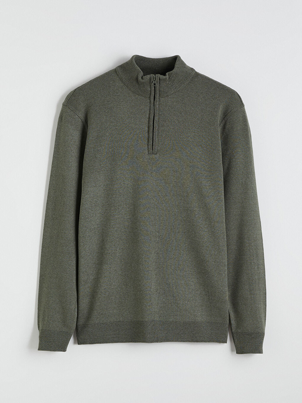 Yeşil Fermuarlı Dik Yaka Erkek Triko Kazak-4