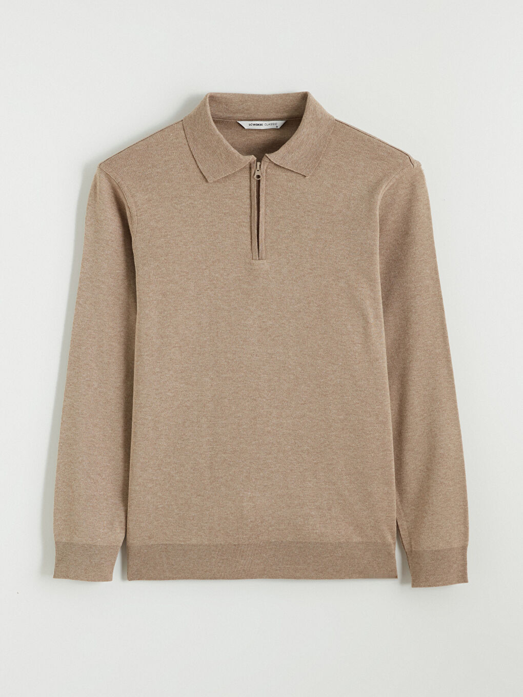Bej Polo Yaka Erkek Sweatshirt-4