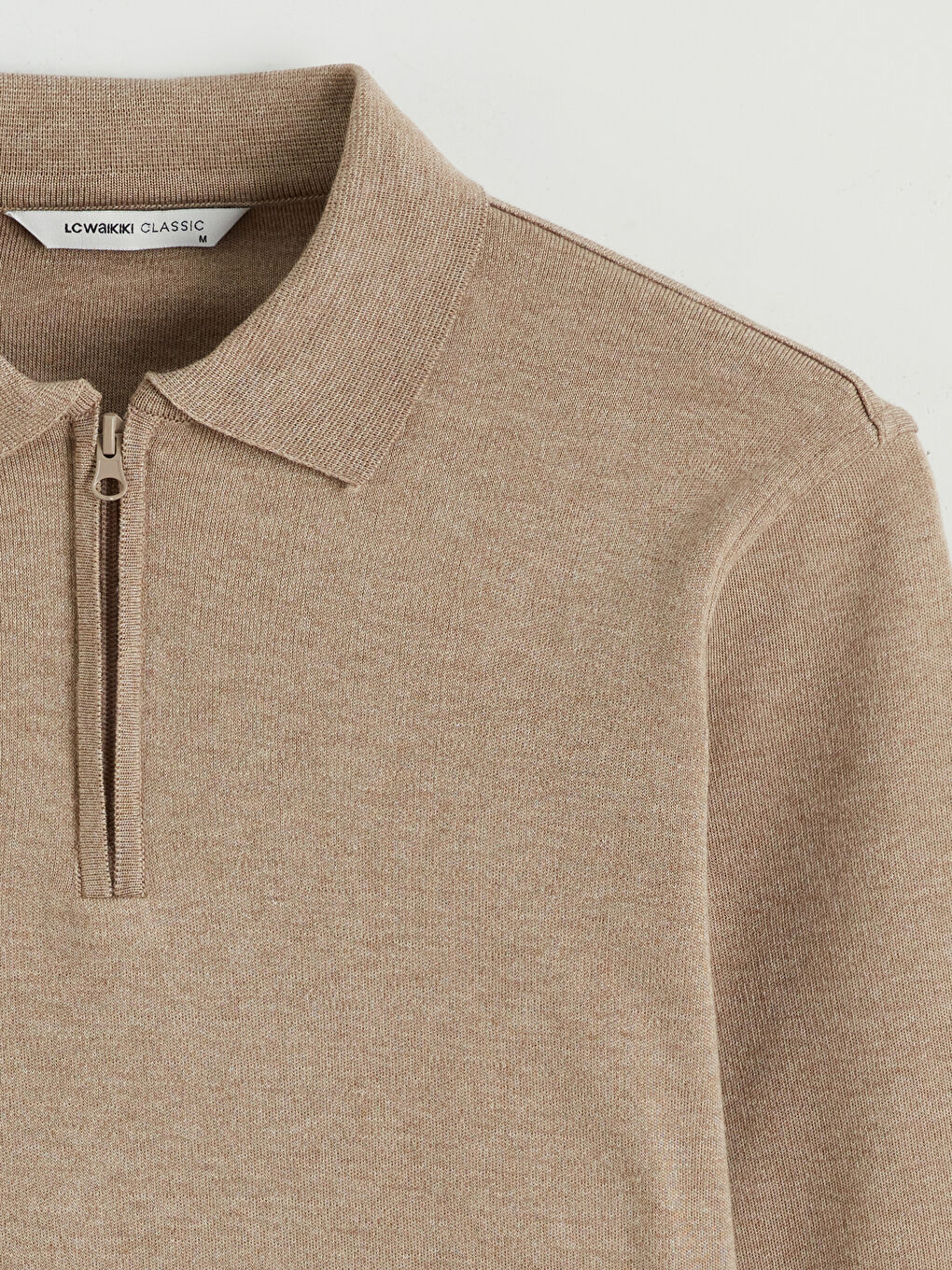 Bej Polo Yaka Erkek Sweatshirt-5