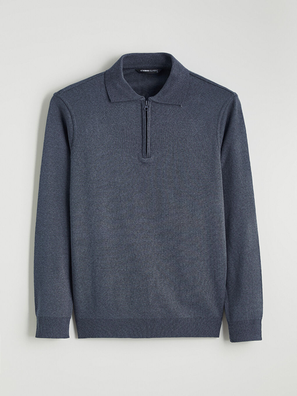 İndigo Polo Yaka Erkek Sweatshirt-4