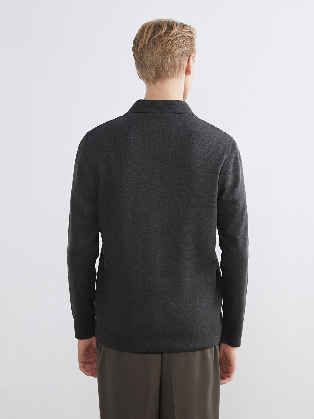 Antrasit Polo Yaka Erkek Sweatshirt-3