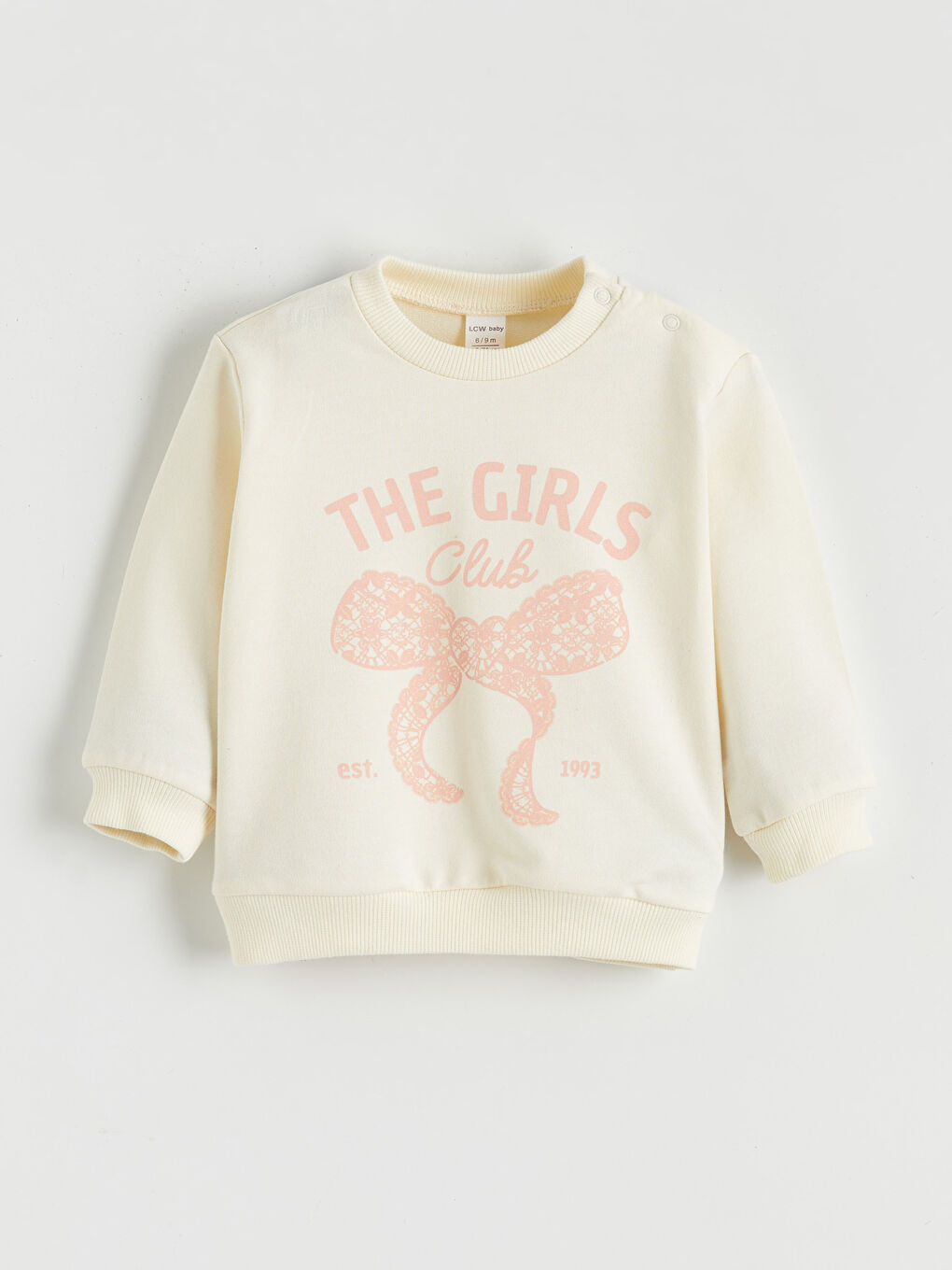 Ekru Bisiklet Yaka Kız Bebek Sweatshirt ve Tayt-1