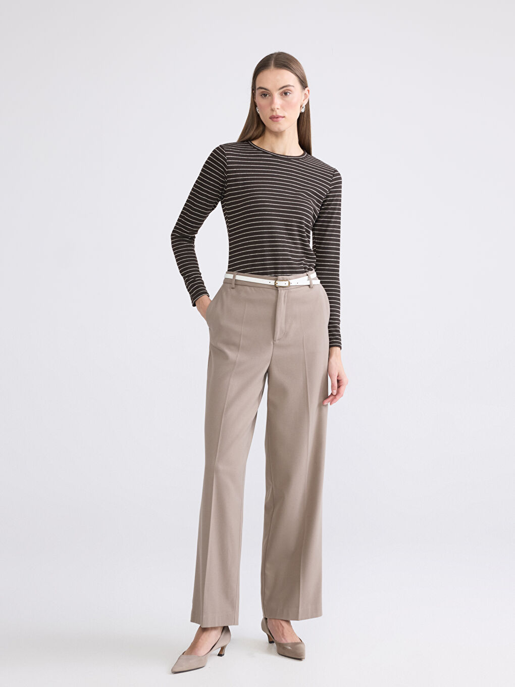 Crew Neck Striped Women's Body-1