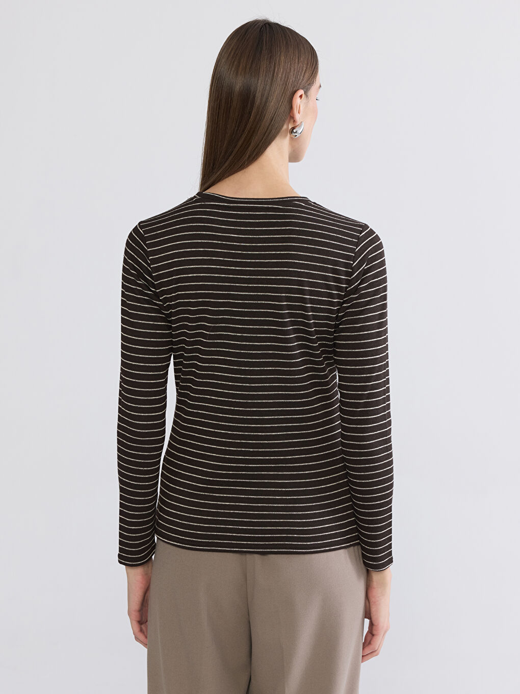 Crew Neck Striped Women's Body-3