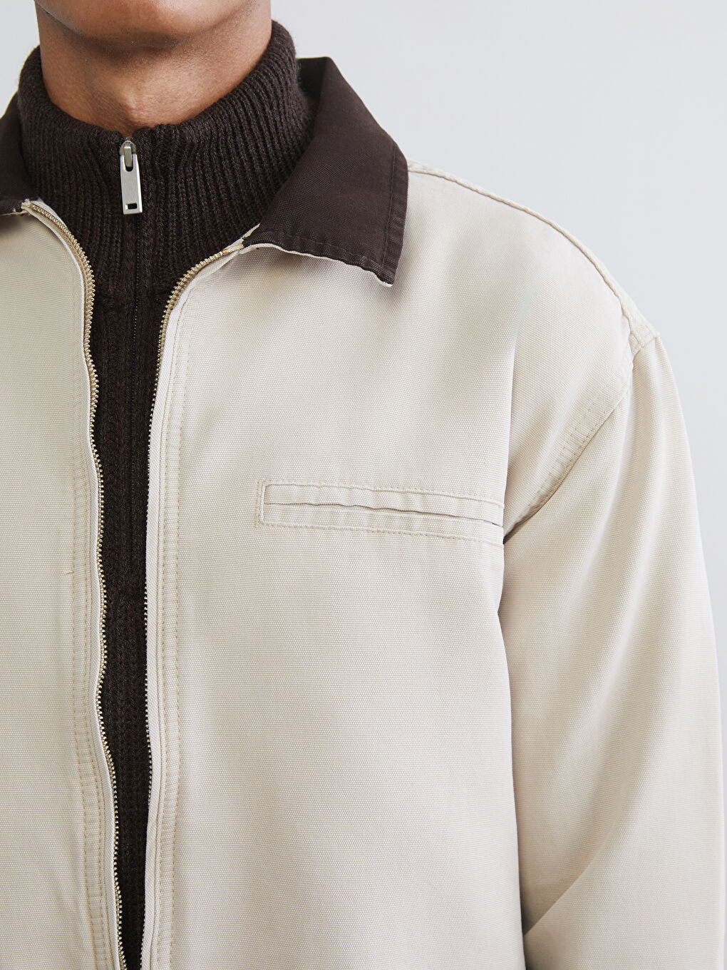 Bej Rahat Kalıp Gömlek Yaka Erkek Ceket-2