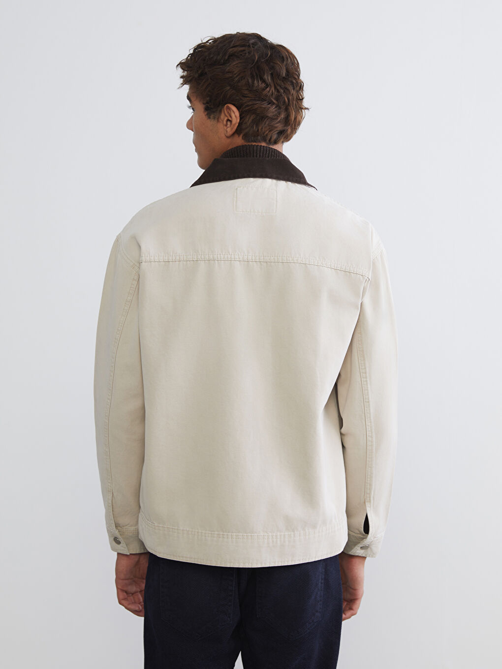 Bej Rahat Kalıp Gömlek Yaka Erkek Ceket-4