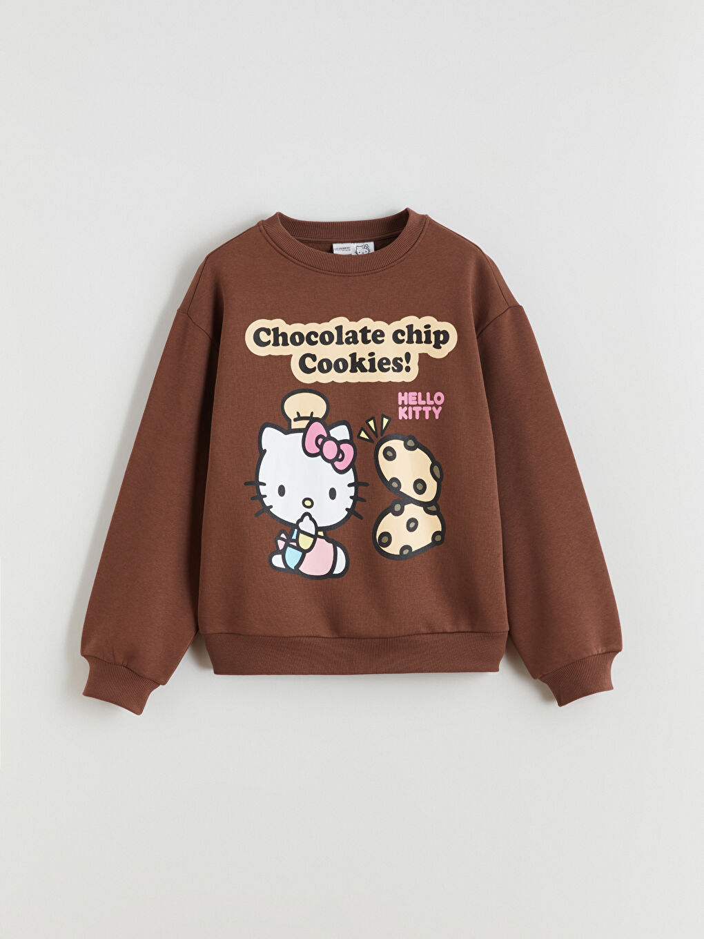 Kahverengi Hello Kitty Baskılı Kız Çocuk Sweatshirt