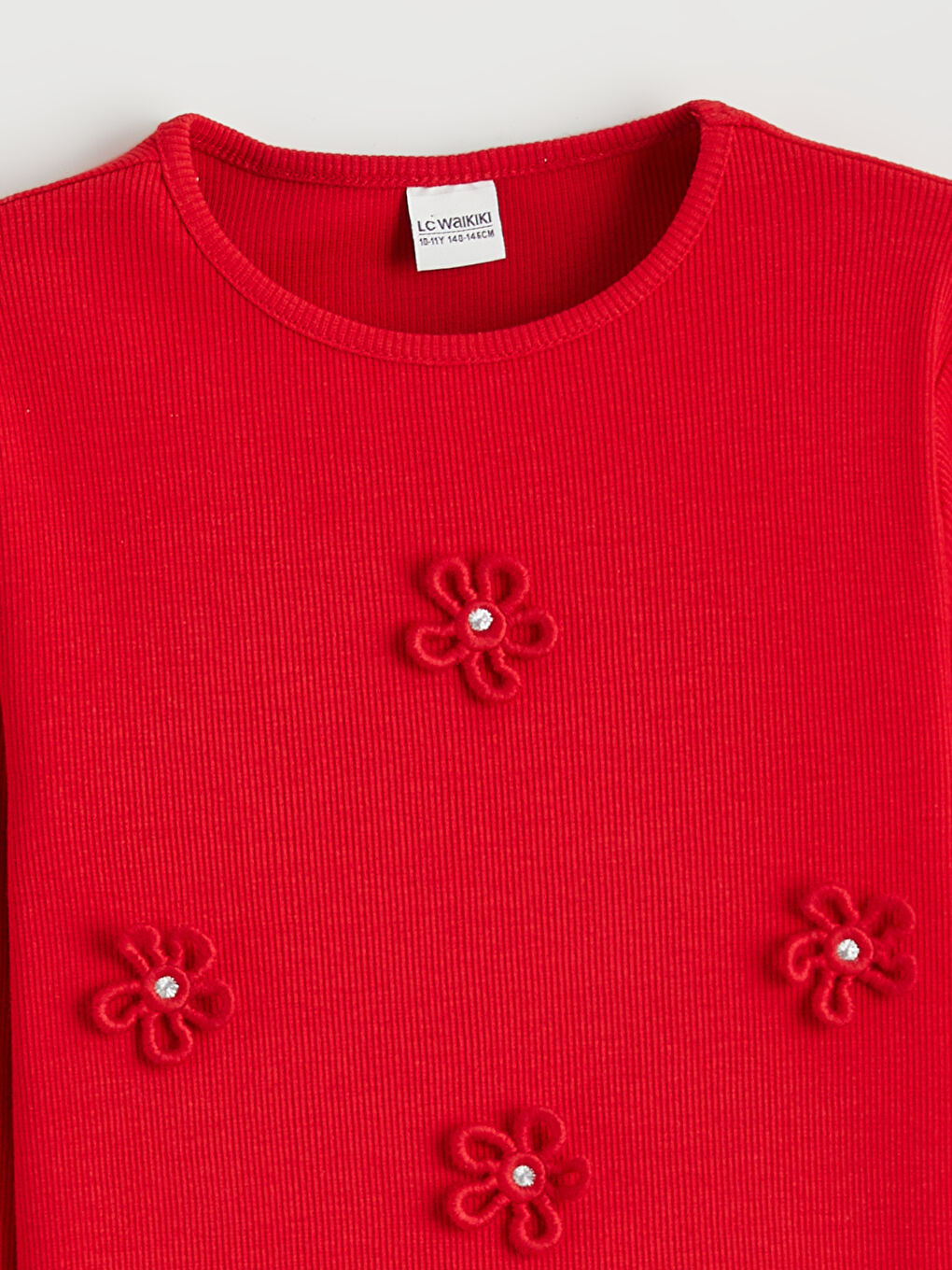 қыздарға арналған гүлді өрнек дөңгелек жағалы футболка-1