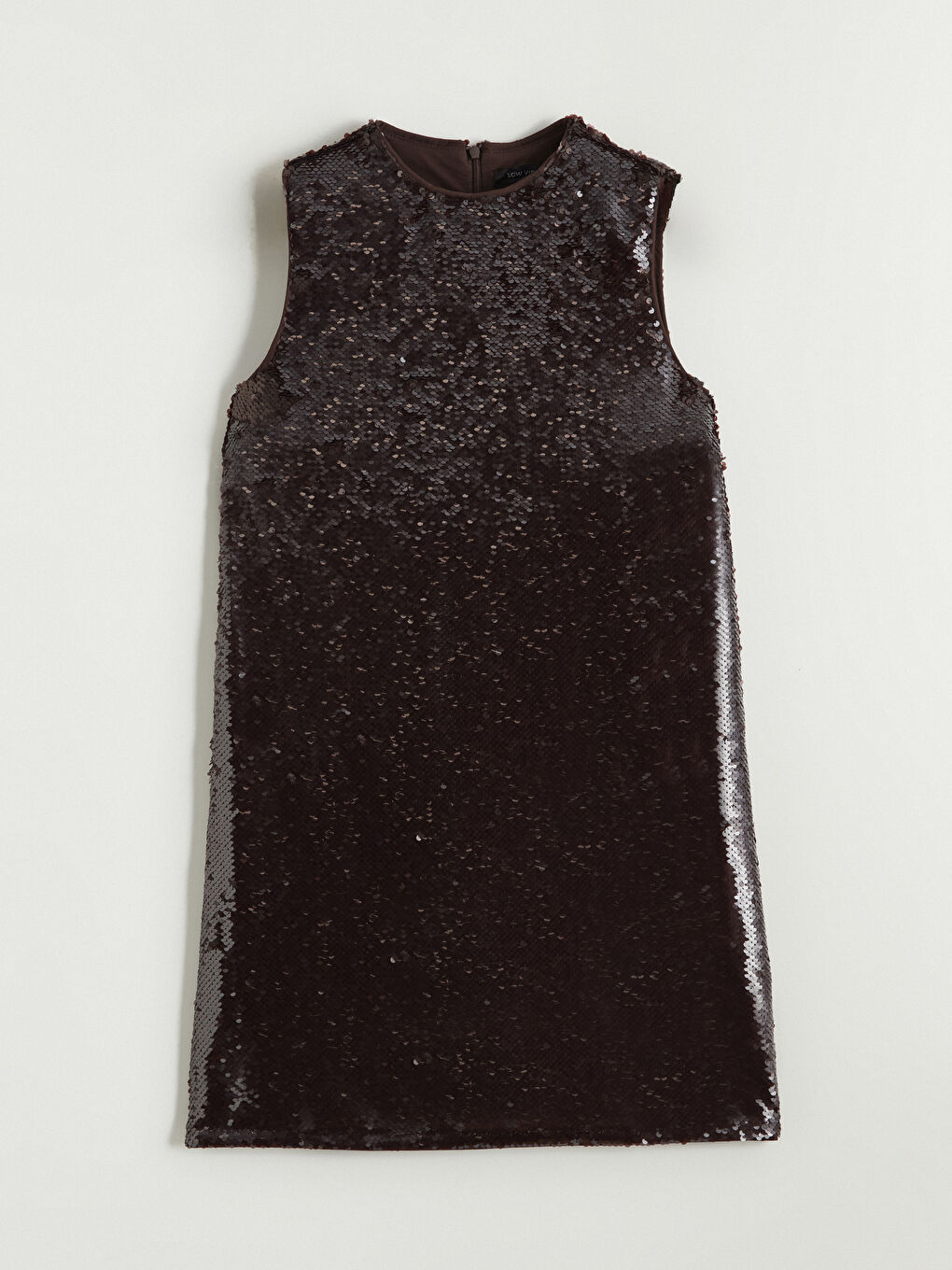 Bordo Bisiklet Yaka Pul Payetli Mini Elbise-2