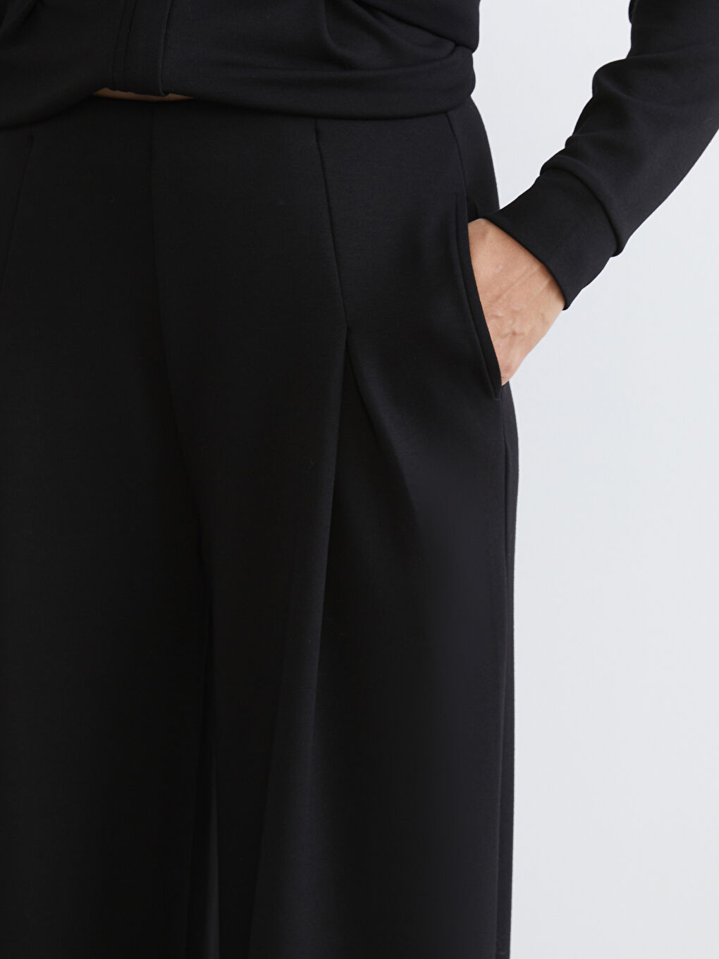 Siyah Loose Fit Geniş Paça Kadın Pantolon-2