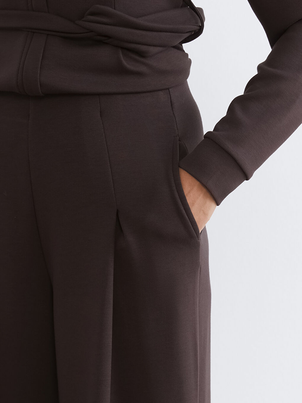 Kahverengi Loose Fit Geniş Paça Kadın Pantolon-2