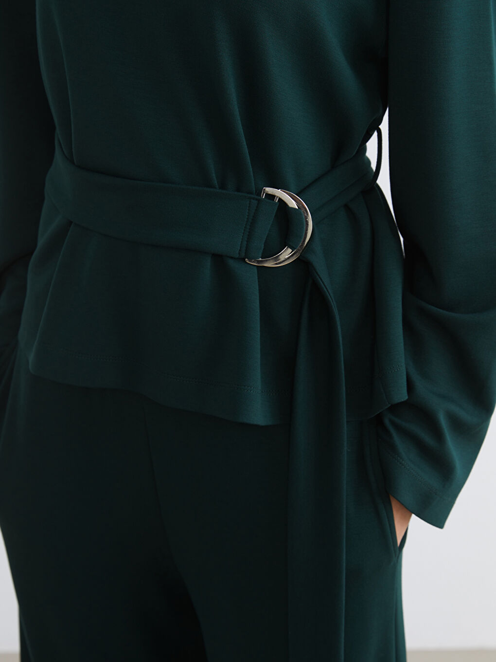 Petrol Bisiklet Yaka Kadın Sweatshirt-2