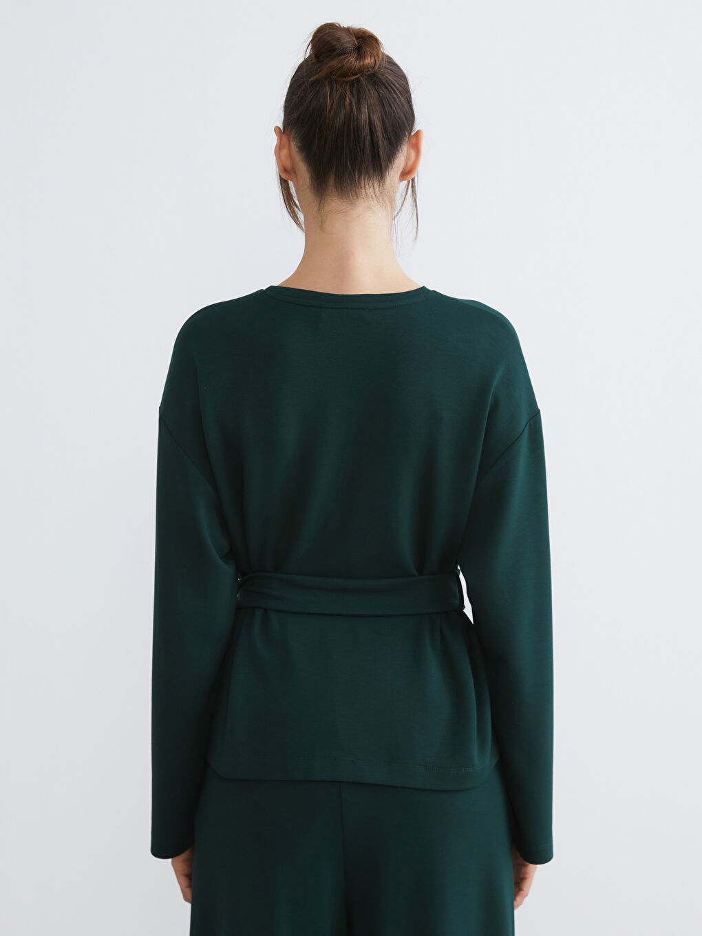 Petrol Bisiklet Yaka Kadın Sweatshirt-3