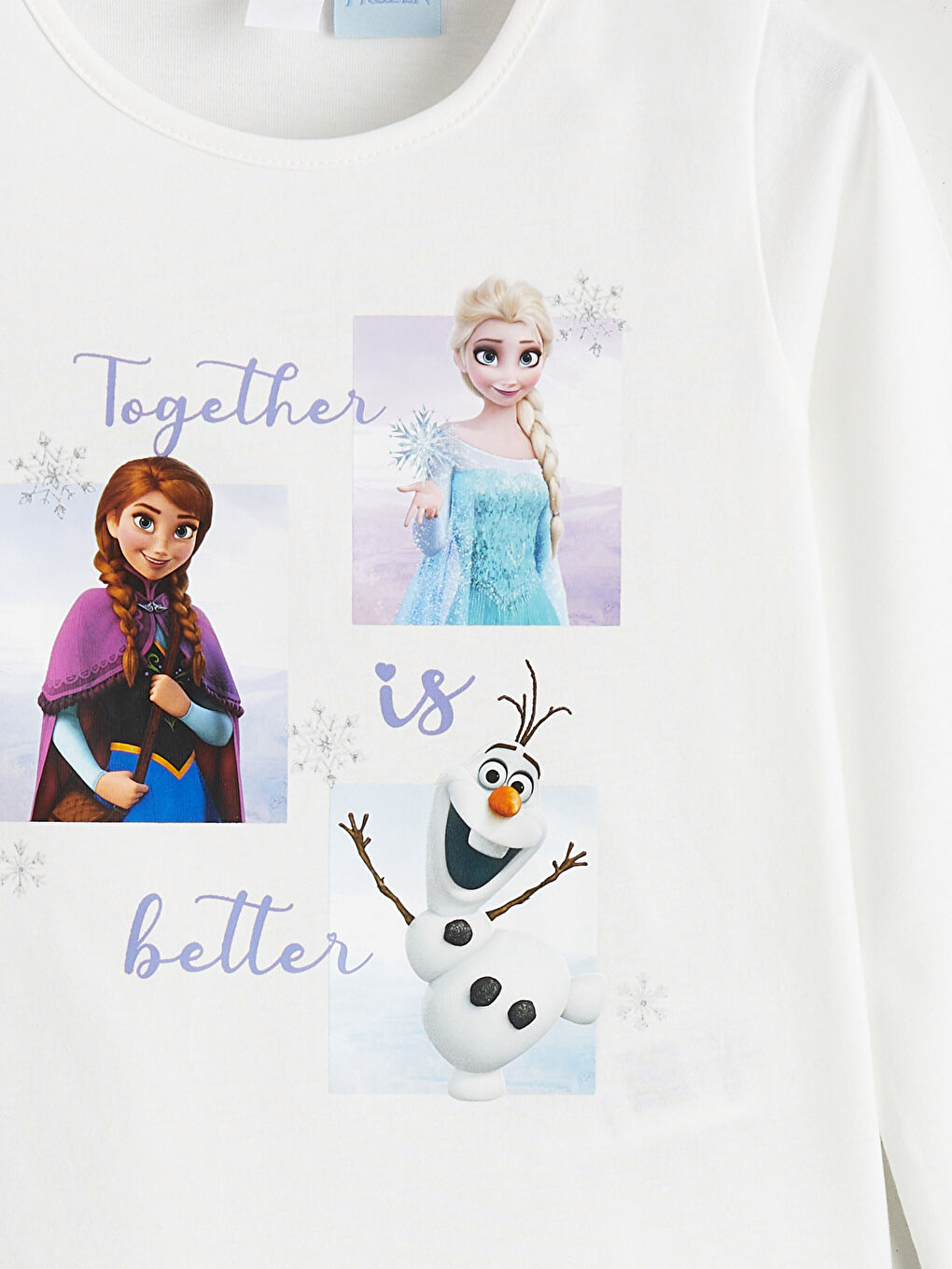 Crew Neck Frozen Printed Girls' T-Shirt-4