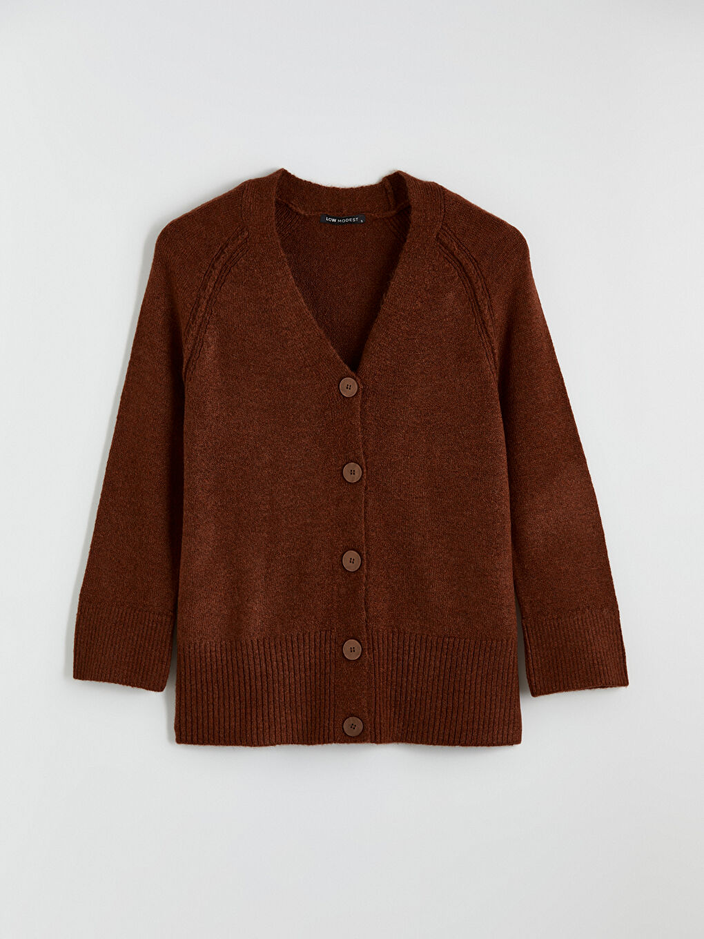 Kahverengi V Yaka Kadın Triko Hırka-4