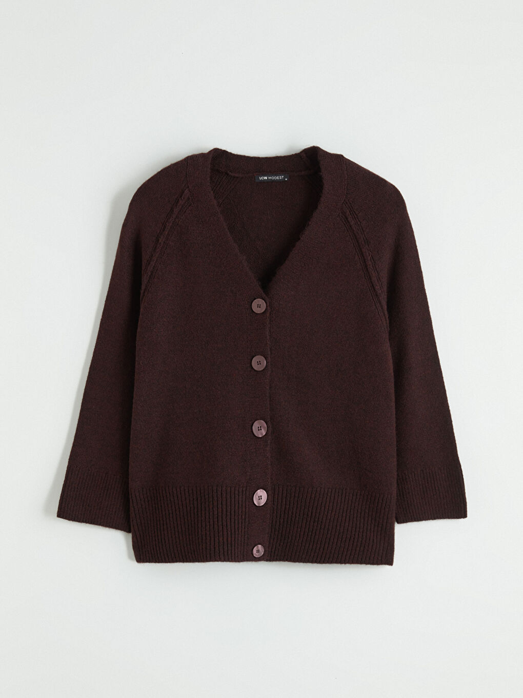 Bordo V Yaka Kadın Triko Hırka