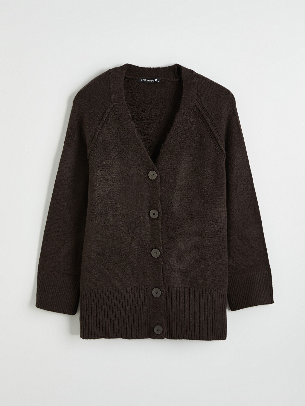 Kahverengi V Yaka Kadın Triko Hırka-4