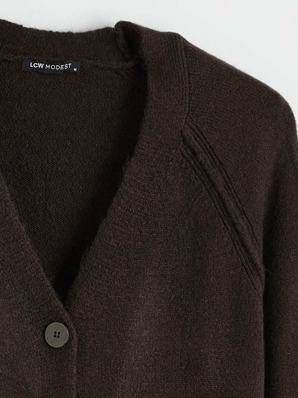 Kahverengi V Yaka Kadın Triko Hırka-5