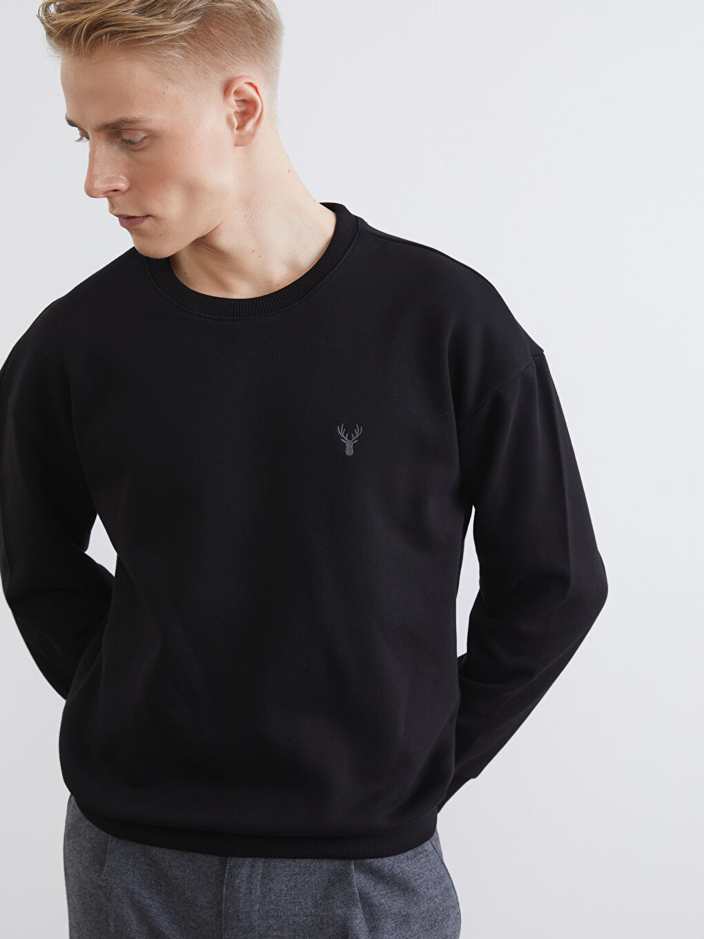 Crew Neck Men's Thick Sweatshirt