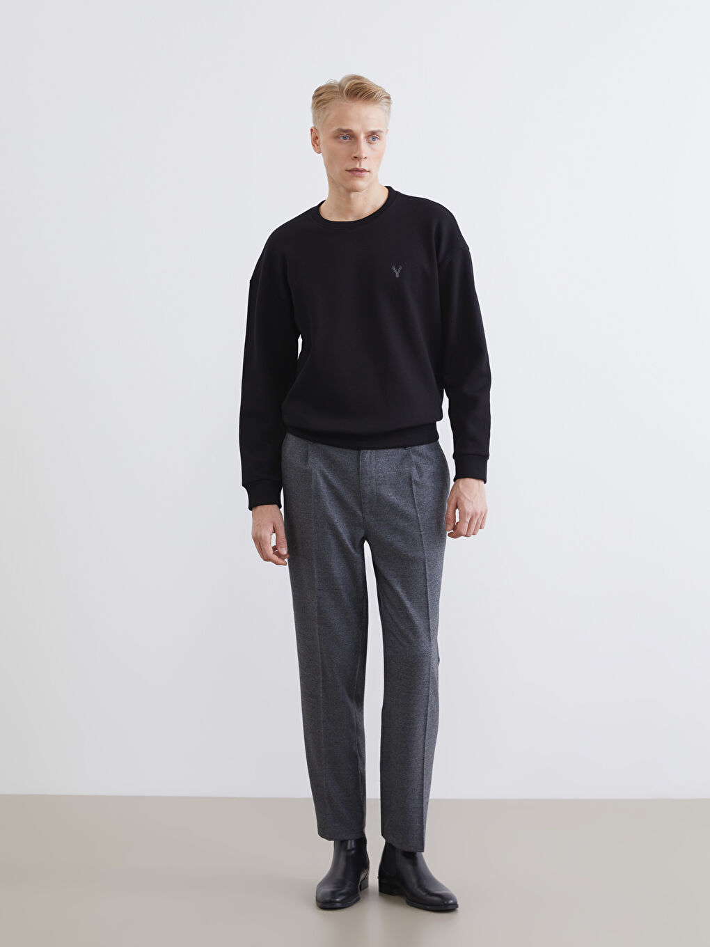 Crew Neck Men's Thick Sweatshirt-1