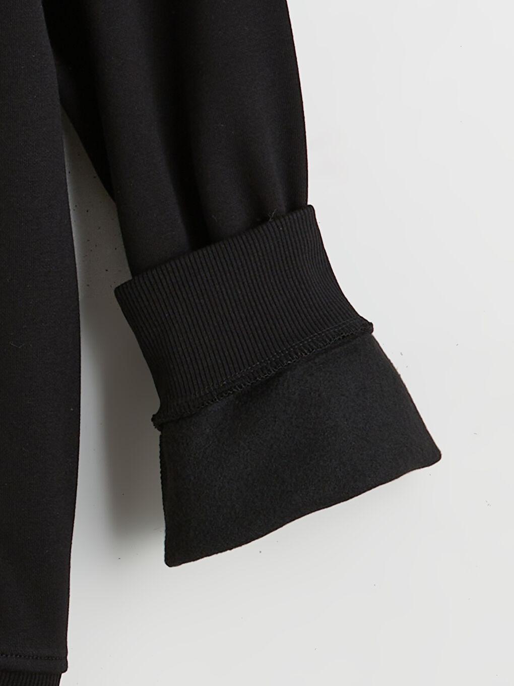 Siyah Bisiklet Yaka Erkek Kalın Sweatshirt-1