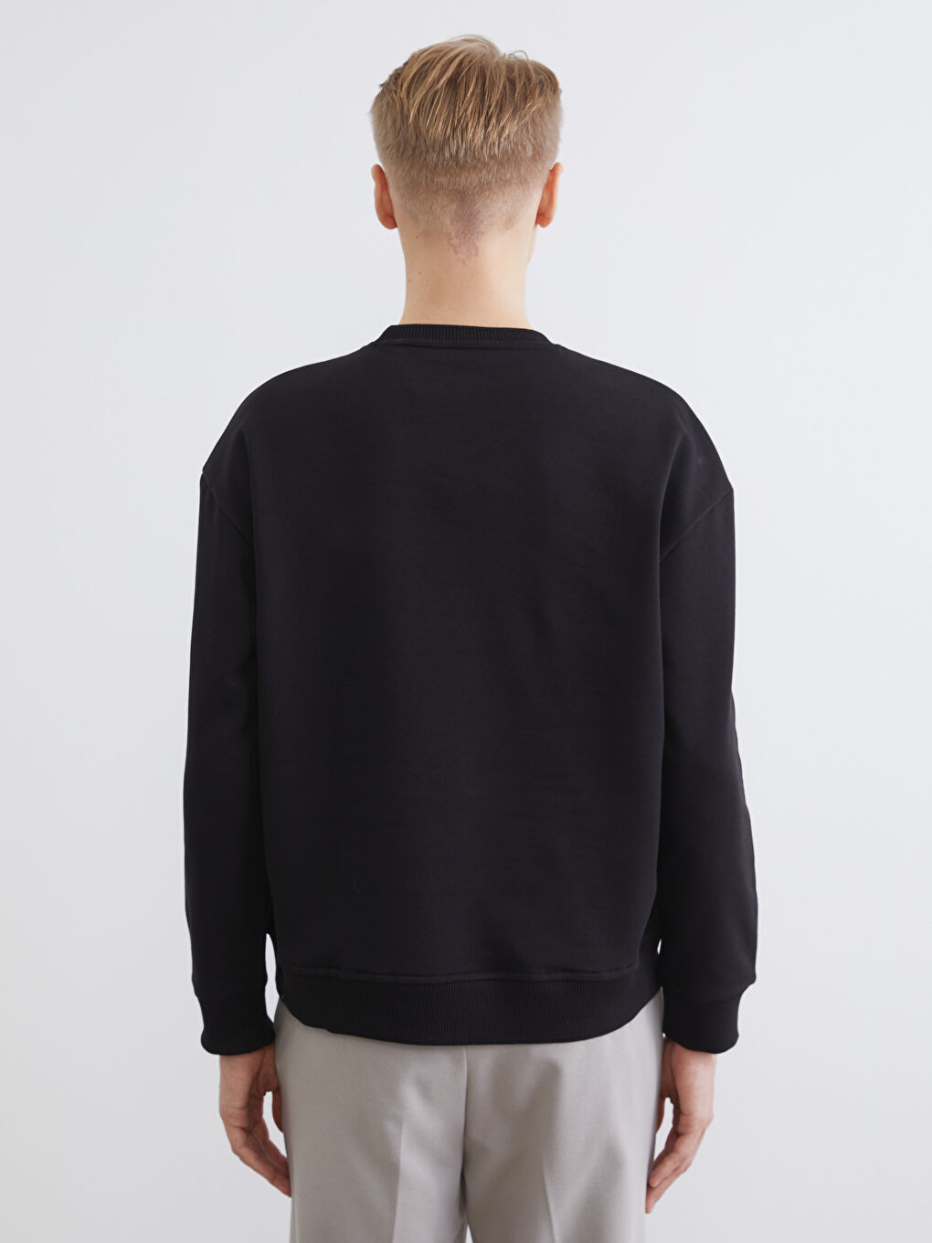 Kahverengi Bisiklet Yaka Erkek Kalın Sweatshirt-3