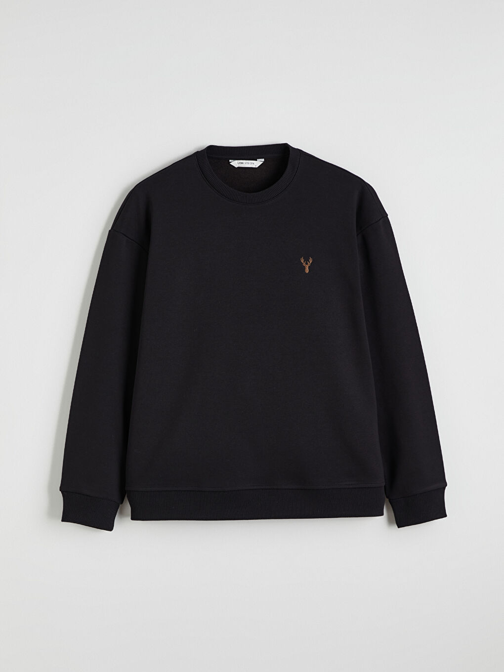 Kahverengi Bisiklet Yaka Erkek Kalın Sweatshirt