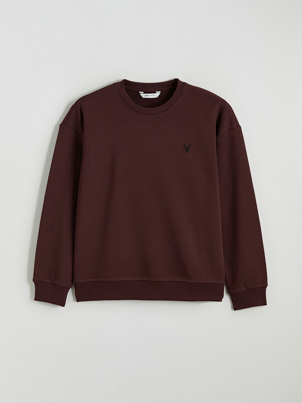 Bordo Bisiklet Yaka Erkek Kalın Sweatshirt